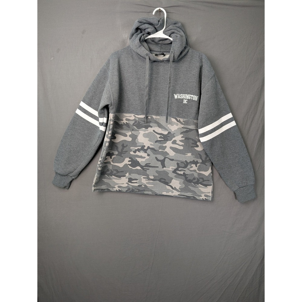 Washington DC Camo Colorblock‎ Hoodie Mens Medium Gray White Varsity Stripe 5557